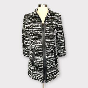 Carlisle Womens Trance Leather Trim Jacket Black White Jacquard Zip size 4